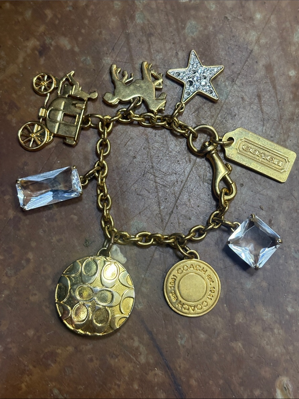 Coach Charm Bracelet Chunky VTG Gold